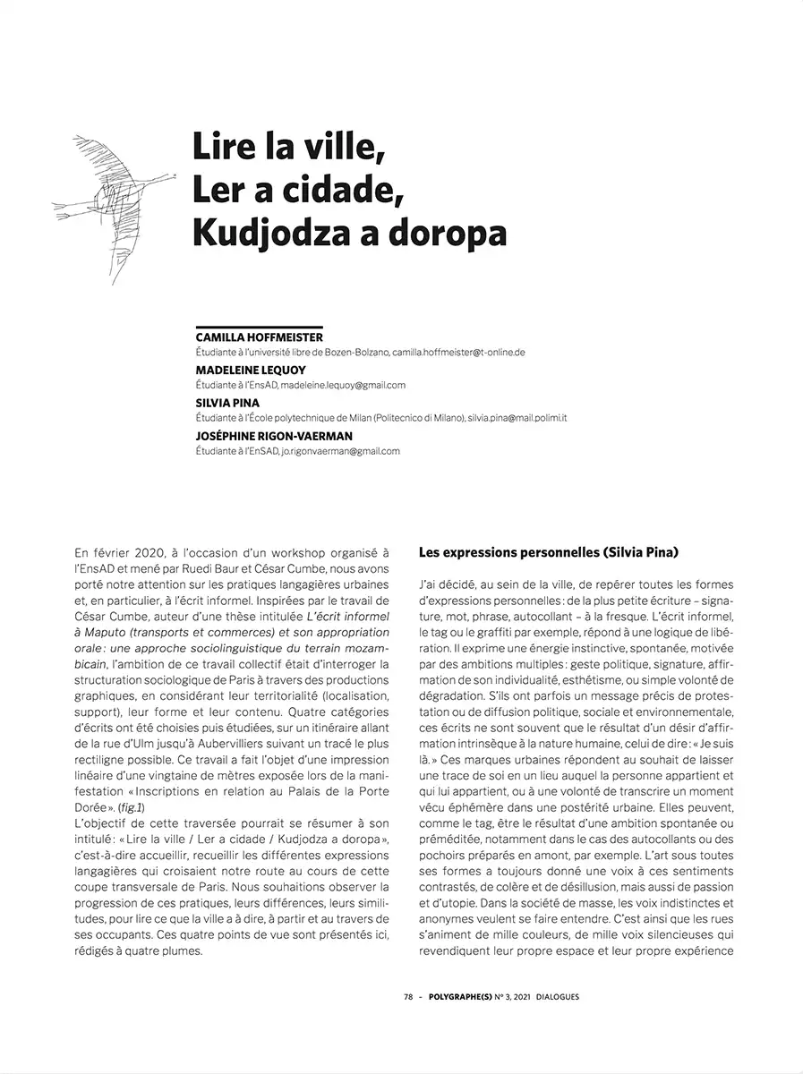 Première page Lire la ville / Ler a cidade / Kudjodza a doropa