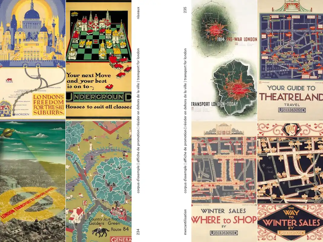 Double-page extraite du livre Le Design Orienté, cartes de transports publics
