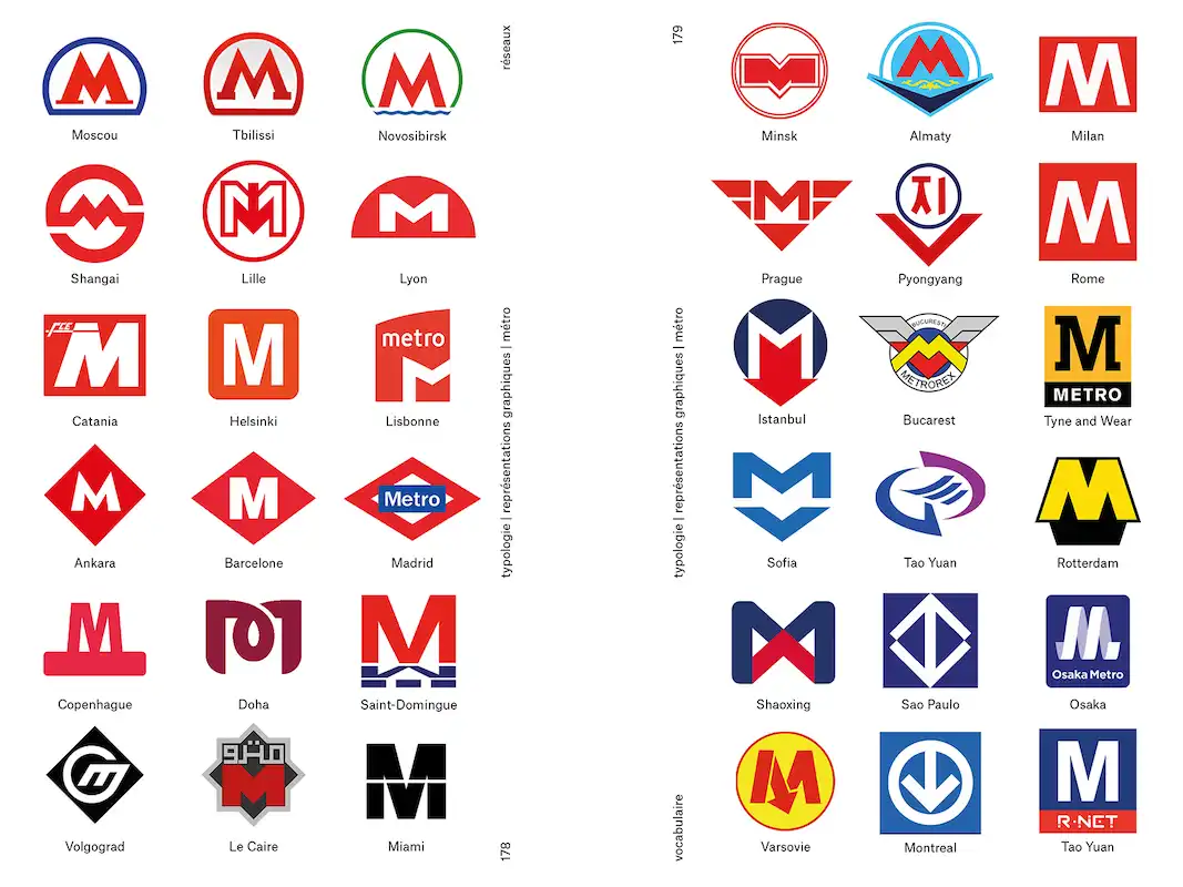 Double-page extraite du livre Le Design Orienté, cartes de transports publics